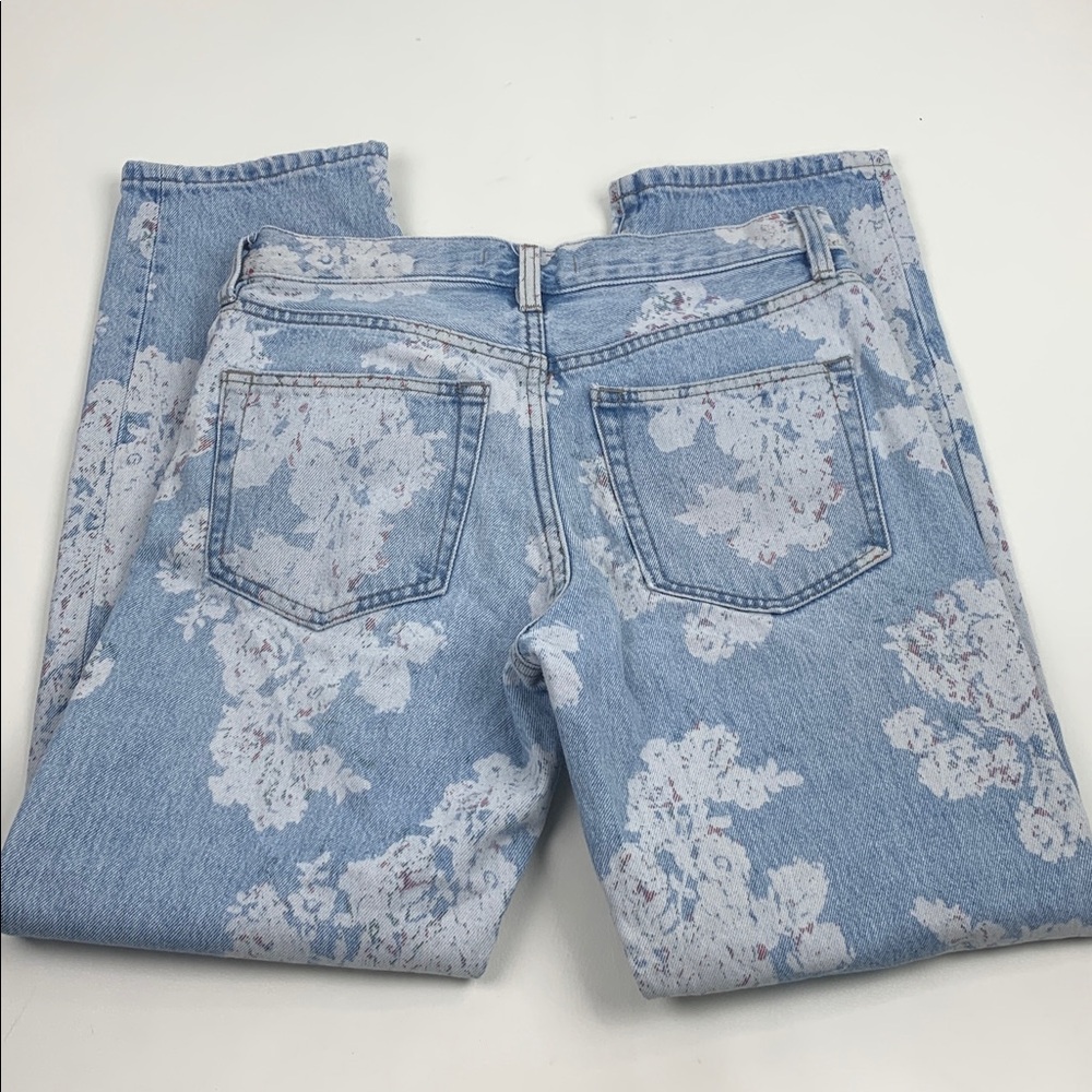 We The Free FP Blue Floral Jeans Size 26 Cotton Straight Leg light Wash denim - Picture 6 of 16